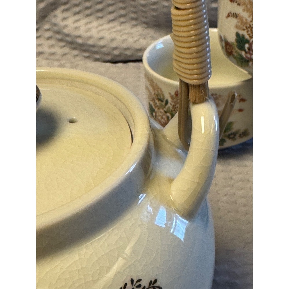 Vintage 8 Piece Japanese Made Floral Tea Set, Teapot With Lid And 6 Tea Cups - Picture 8 of 16